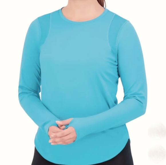 ❤️Sage Collective Active Top Teal Blue Women's Small Long Sleeve Tee Workout - Picture 5 of 13